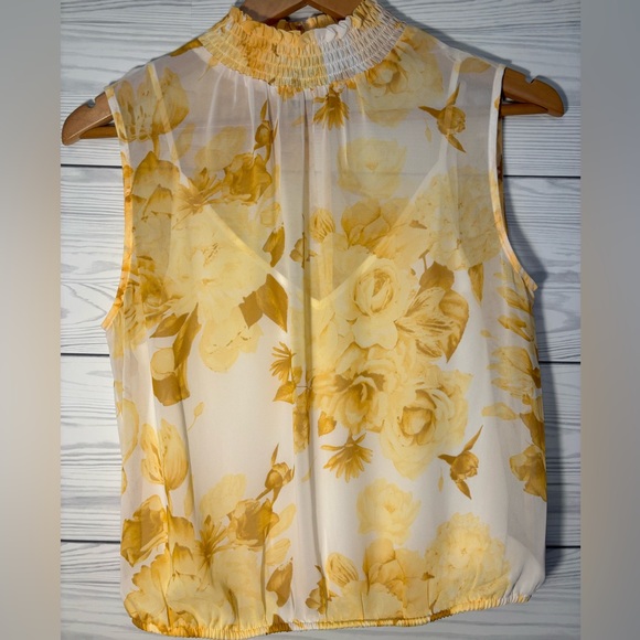 NWT EXPRESS Sheer Floral High Neck Blouse Peekaboo Back Built-in Cami Size Small - Picture 2 of 11